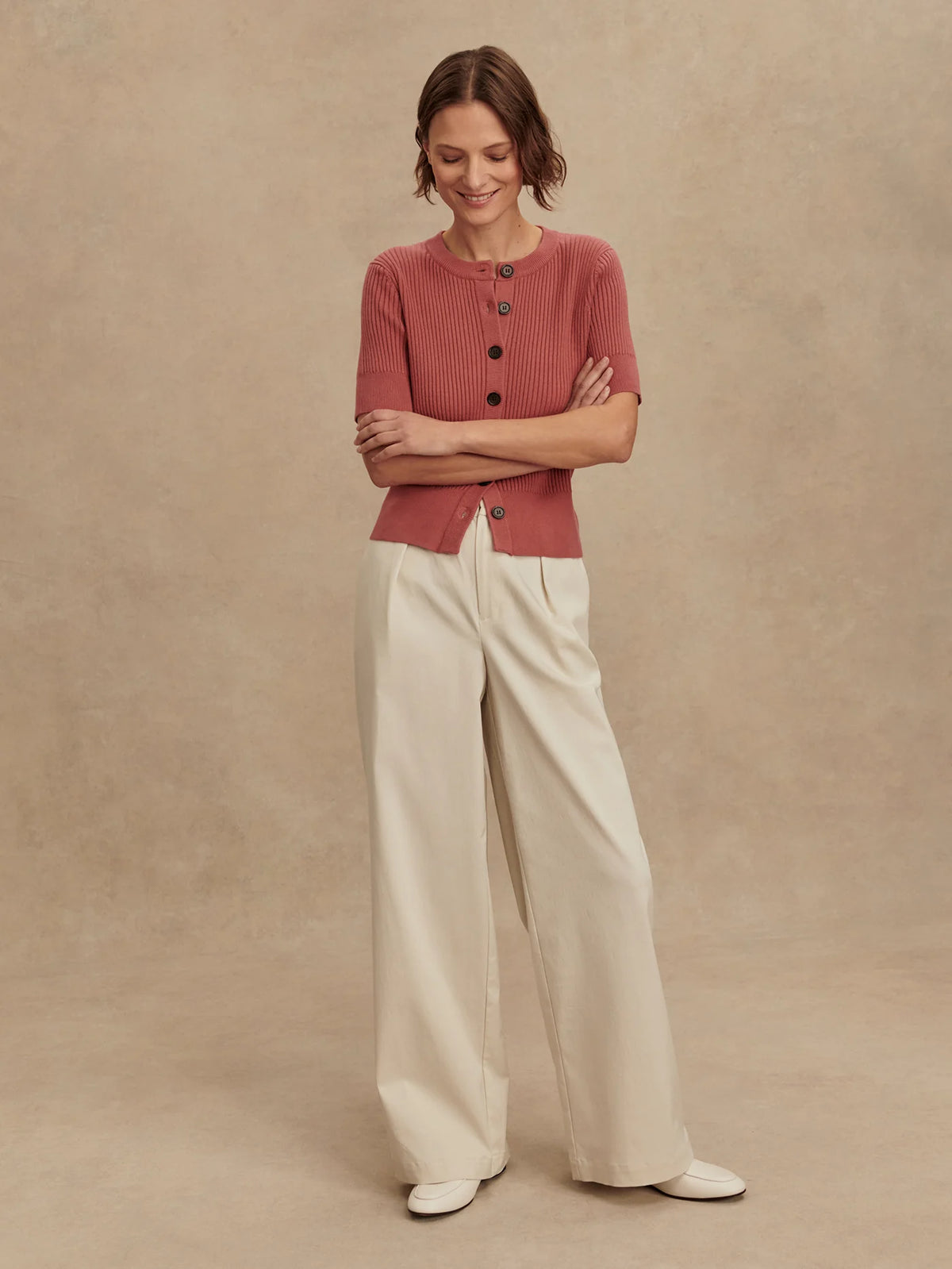 Mid Weight Stretch Wide Leg Trouser Long