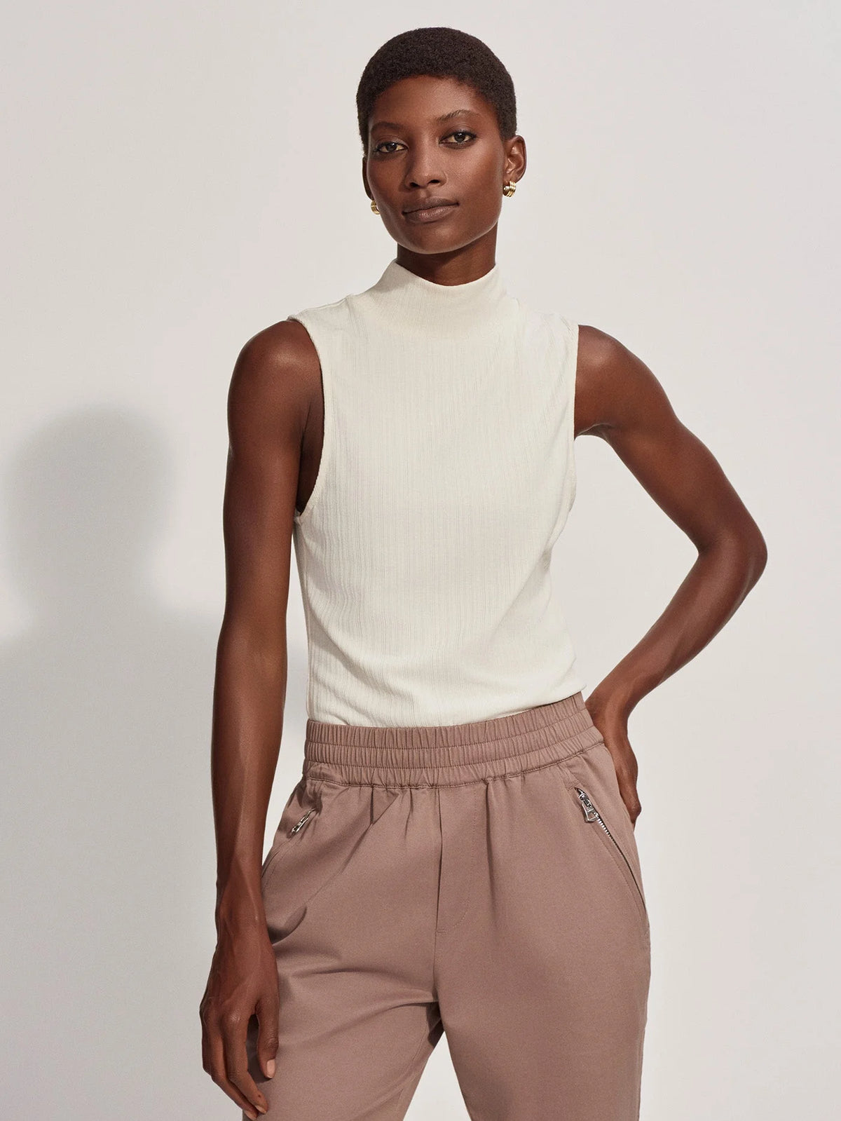 Variegated Mock Neck Fitted