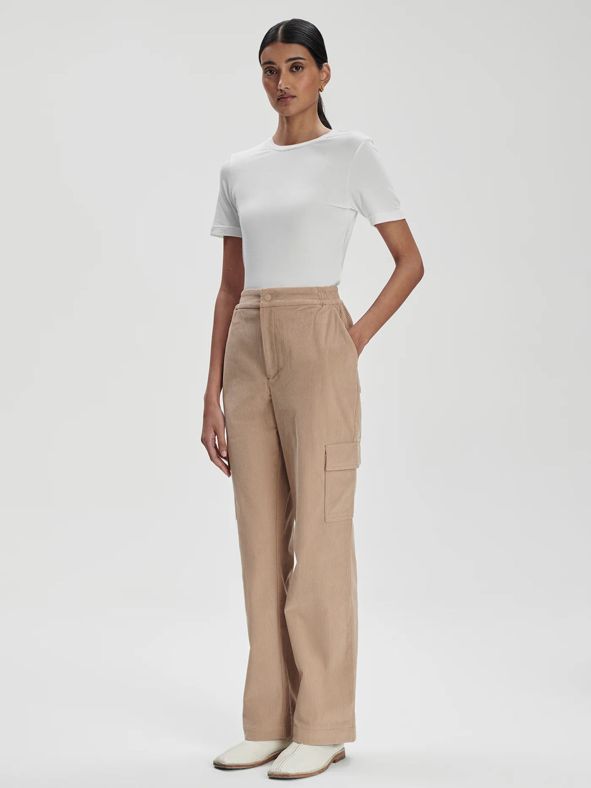 Plush Cord Straight Cargo Trouser Long