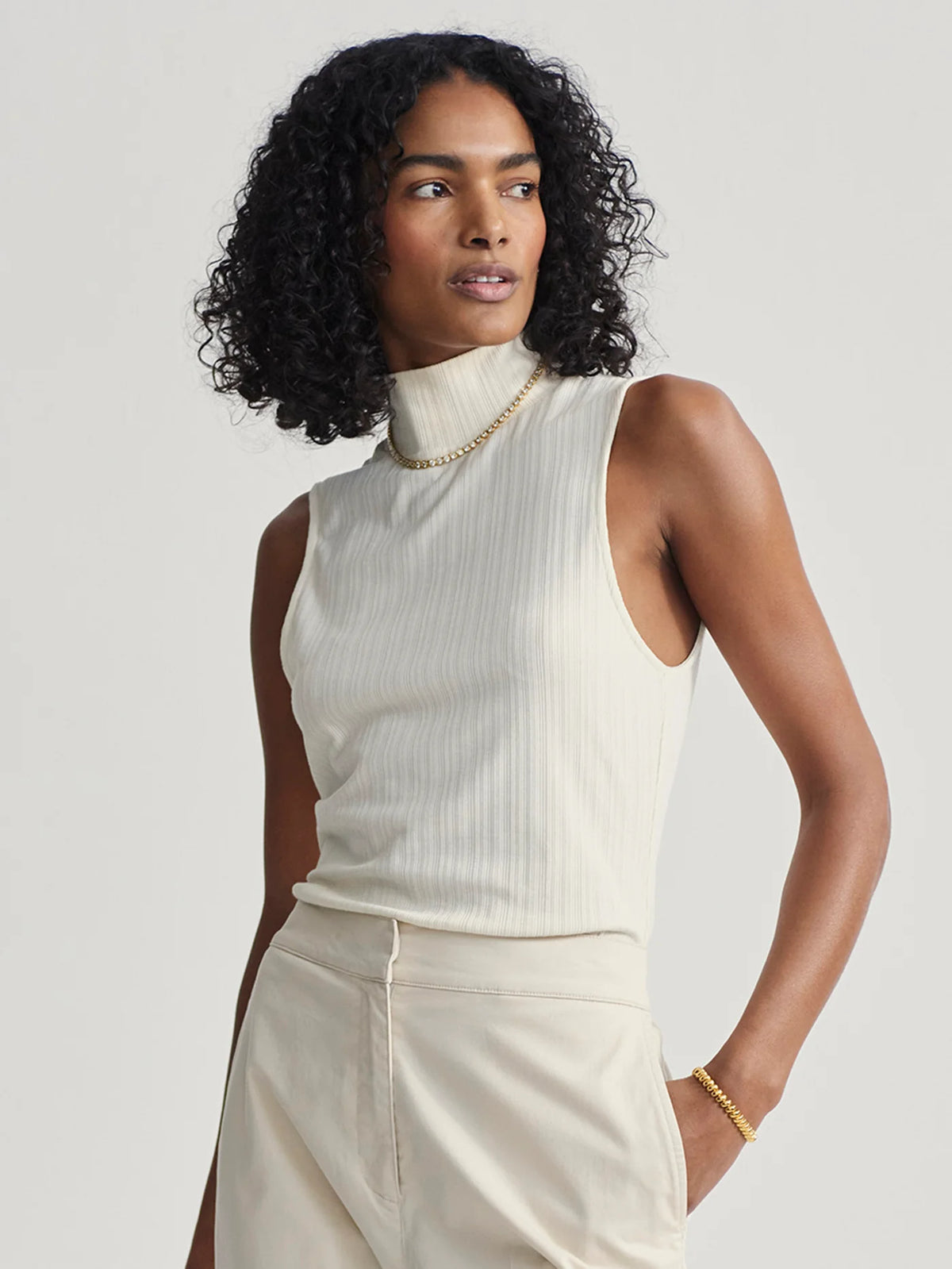 Modal Rib Mock Neck Fitted Tank