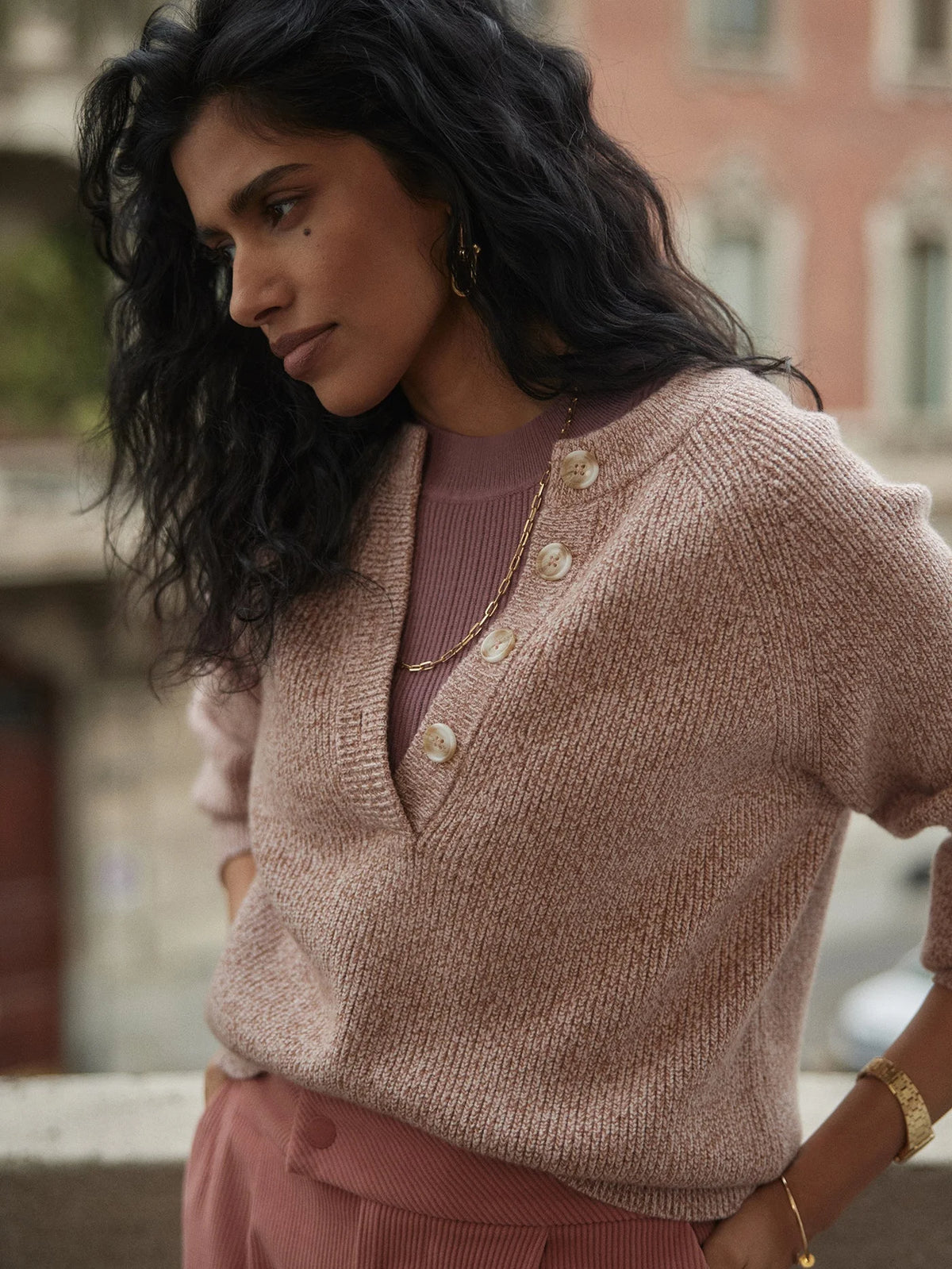 Kennings Mock Placket Knit