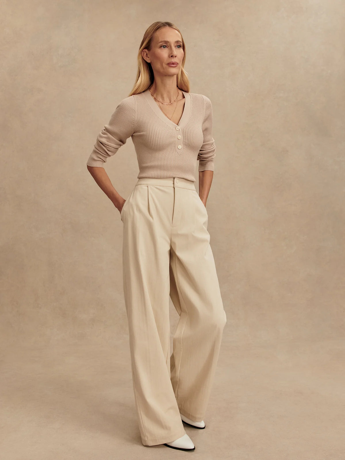 Blanca V-Neck Rib Knit Top
