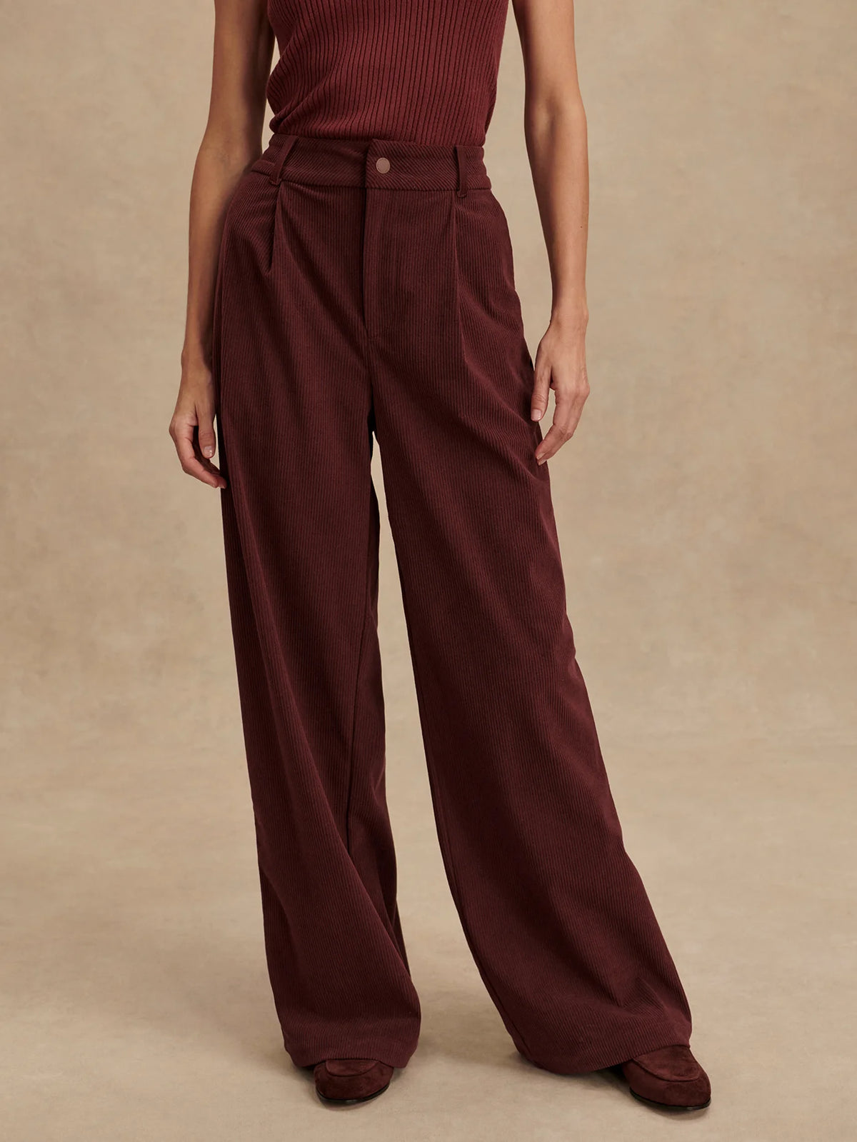 Plush Cord Wide Leg Trouser Long