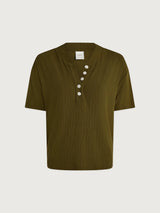 Kasey Mock Placket Rib Tee