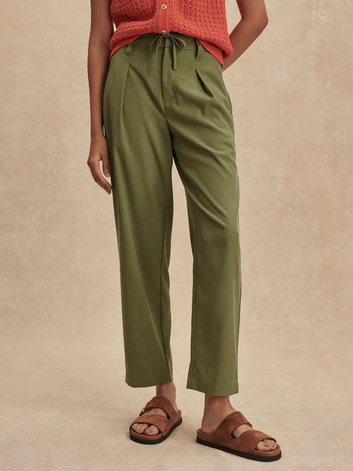 Soft Stretch Tapered Pleat Trouser Long