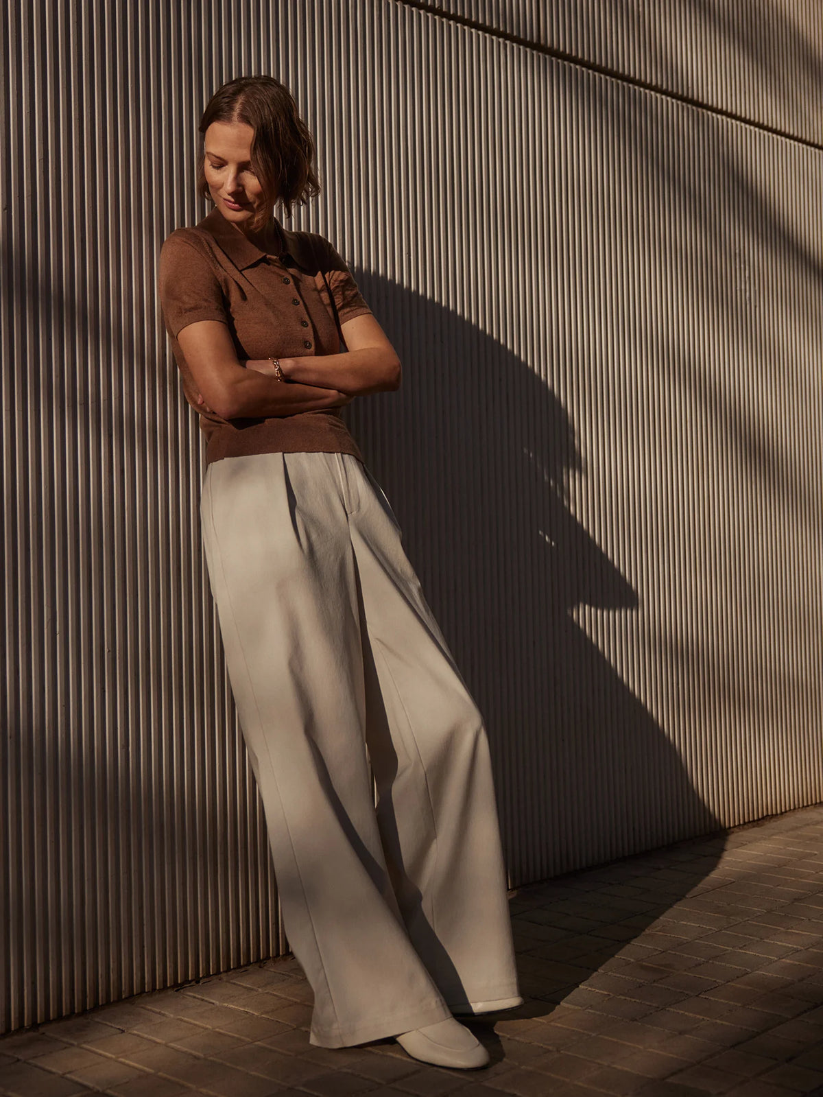 Mid Weight Stretch Wide Leg Trouser Long