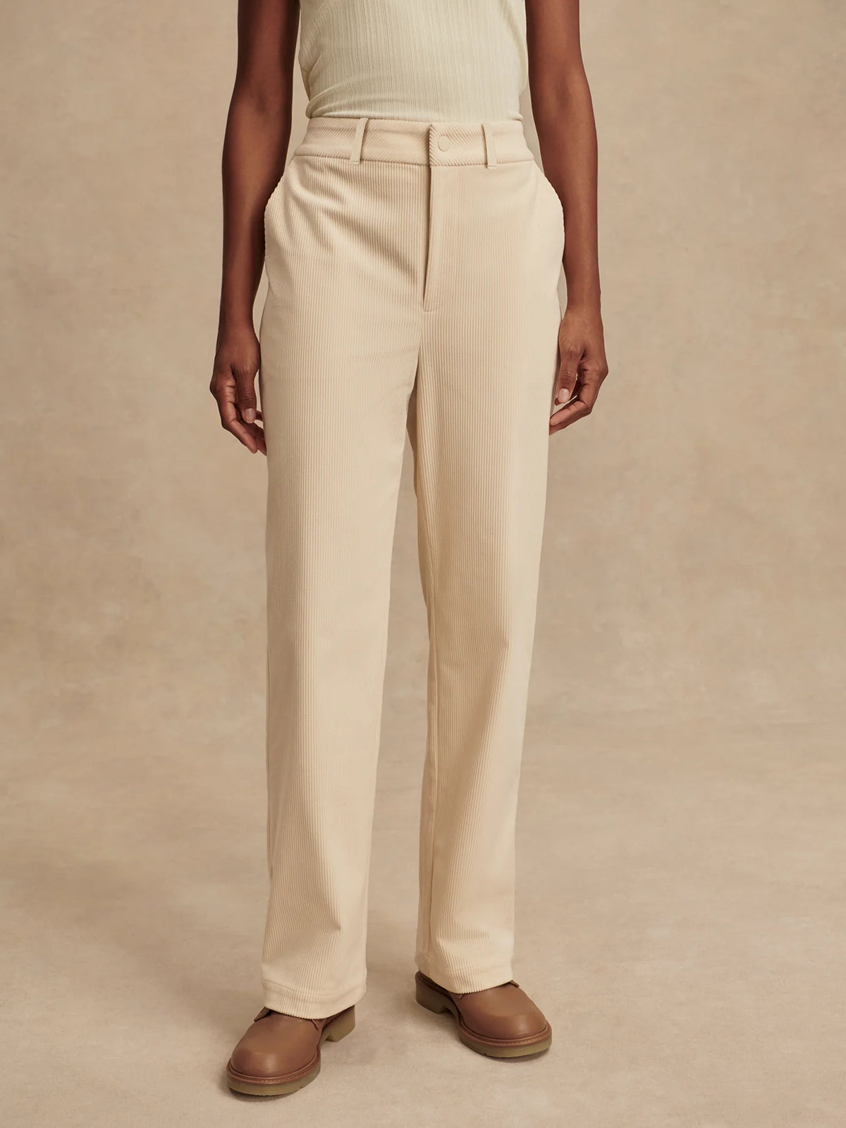 Plush Cord Straight Leg Trouser Long